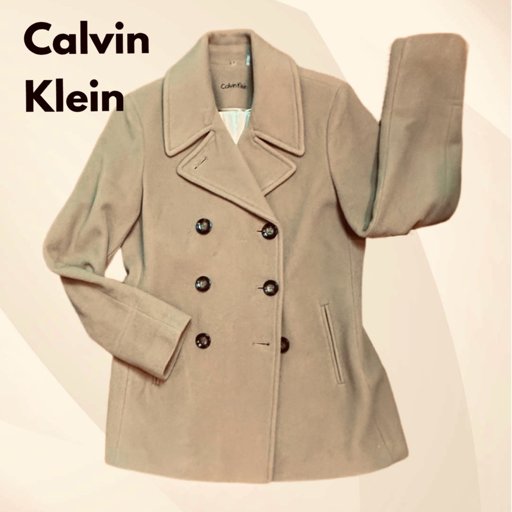 Calvin Klein Cashmere Wool Blend Women's Classic Camel Peacoat